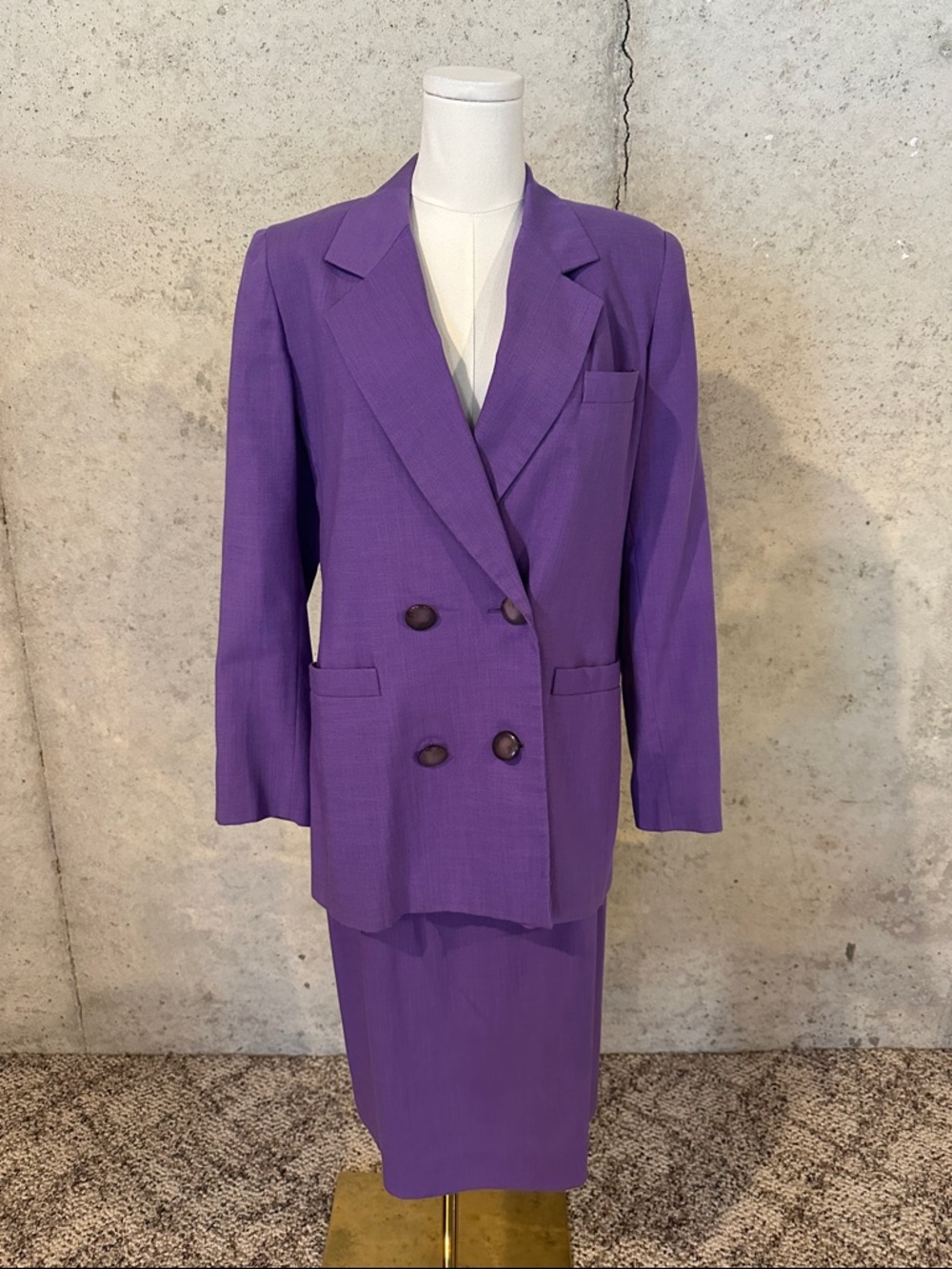 Vintage 90s Skirt Suit Set Double Breasted Blazer Old Money Power Suit Size S